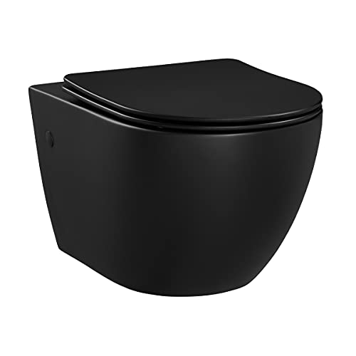 SM-WT449MB Wall-Hung Elongated Toilet Bowl in Matte Black