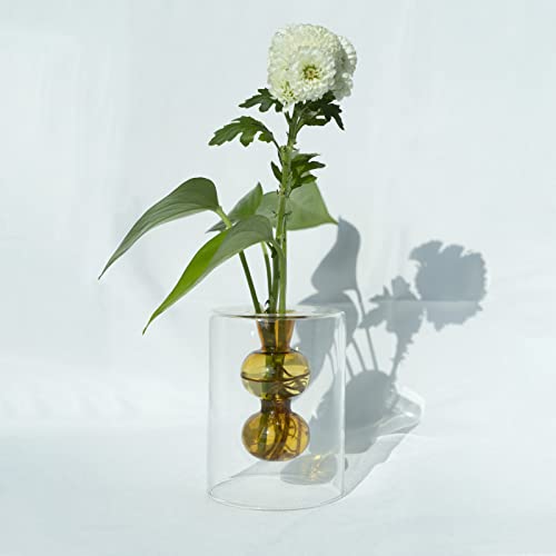 Small Amber Glass Bubble Vase