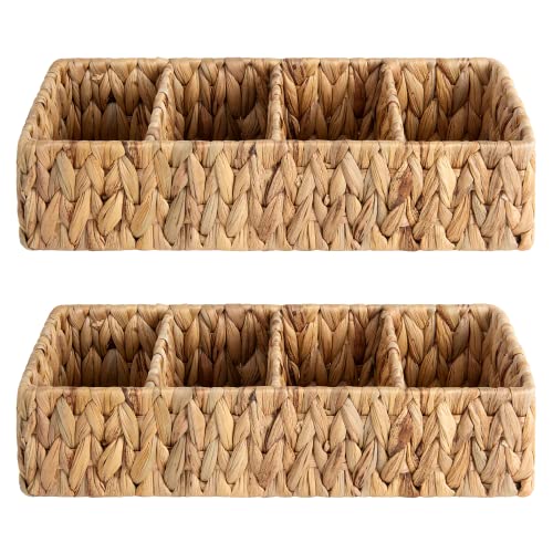 Small Baskets for Organizing - Water Hyacinth, 2 Pack