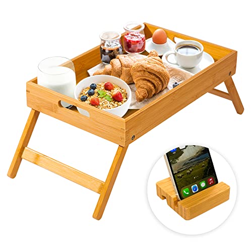 Small Bed Tray Table with Folding Legs