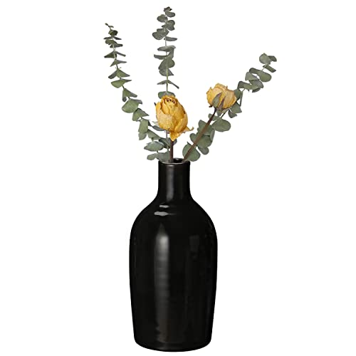 Small Black Ceramic Vase for Home Decor