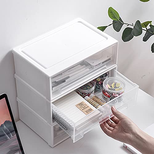 OSteed Desktop Drawers, Plastic Desk Organizer, Stackable Storage Box for  Office, School & Home Collection (2 Small Drawers, White)