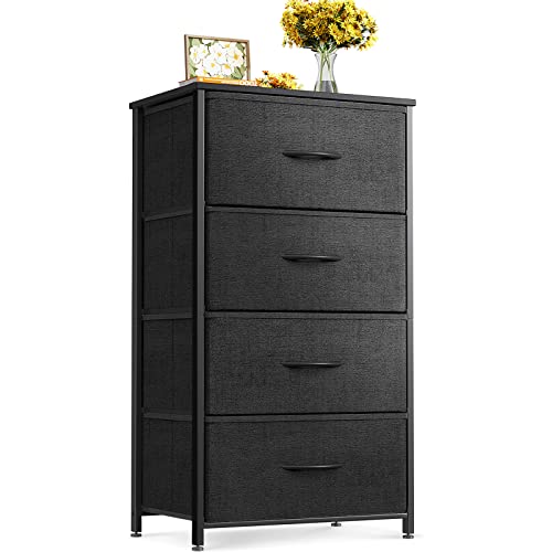 Small Dresser with 4 Storage Drawers and Sturdy Steel Frame
