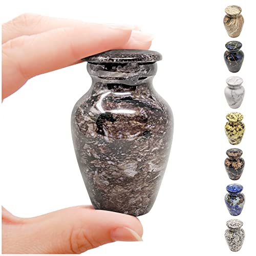 Small Keepsake Cremation Urn for Human Ashes Aluminum with Marble Finish