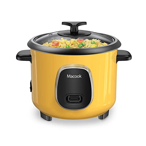 Small Rice Cooker with Steamer For 1-3 People, Yellow