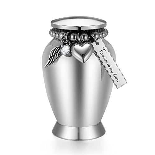 Dletay Mini Cremation Urns with Wing Charm - Forever in My Heart