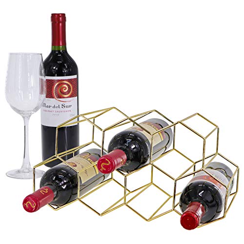 Small Wine Rack and Wine Bottle Holder (Gold)
