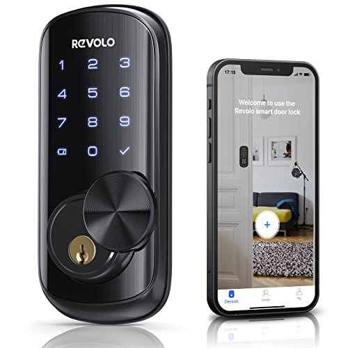 Revolo 5-in-1 WiFi Keyless Entry Door Lock - Matte Black