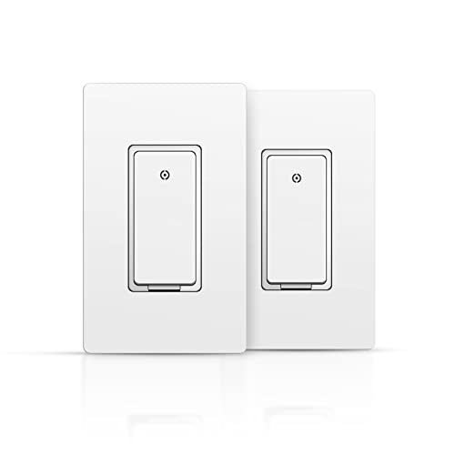 Smart Light Switch, Single Pole Smart Switch Compatible with Alexa, Google Home, 2.4GHz Wi-Fi Remote Control Light Switch, Neutral Wire Required, ETL Listed, FCC, 2 Pack