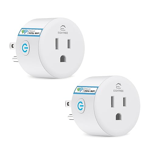 Smart Plug 5GHz, EIGHTREE Smart Plug Works with Alexa & Google Home, 5GHz & 2.4GHz WiFi Compatible, with Remote Control & Timer Function, 2 Pack