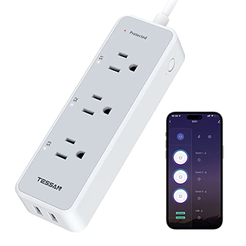 Outdoor Smart Plug, TESSAN WiFi Smart Outlet Switch with 3 Individual  Sockets Work with Alexa Echo Google Home, Wireless Remote Control Outlet, Timer by Smartphone, Weatherproof Outdoor Power Strip 