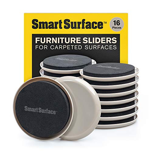Smart Surface Furniture Sliders - 16 Pack - Protect Carpeted Floors