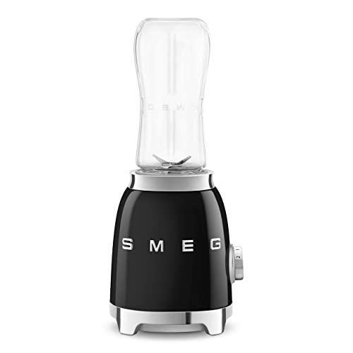 SMEG Retro Personal Blender with 2 Bottles PBF01BLUS, Black, Medium