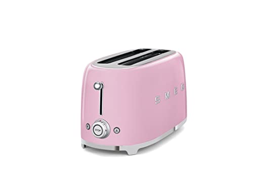 Smeg TSF02PKUS 50's Retro Style Aesthetic 4 Slice Toaster, Pink