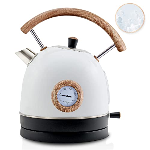 SMOLON Electric Tea Kettle with Thermometer and Wood Pattern Handle