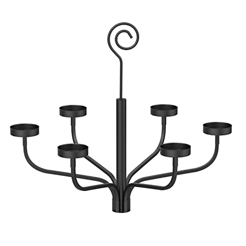 smtyle Black Outdoor Chandelier for Gazebo Set of 6 Tealight Candle Metal Wall Sconce for Hanging Decoration