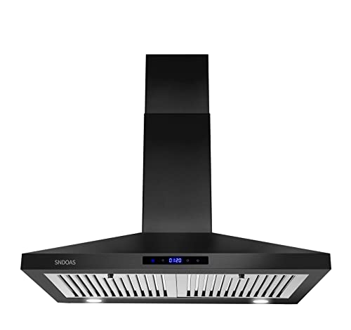 SNDOAS 30" Black Wall-Mounted Range Hood with Touch Controls