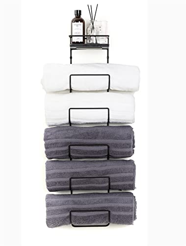SODUKU Metal Wine Rack with Marble Top Shelf and Towel Storage