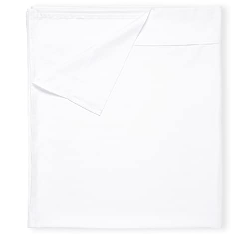 King Size Flat Sheet, Soft 100% Cotton Sheet, 400 Thread Count Sateen, Cooling & Breathable Bed Sheets, White, King Sheets, Top Sheets, Single Only (Bright White)