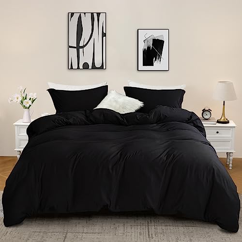 Soft and Breathable Queen Duvet Cover with Zipper Closure & Corner Ties