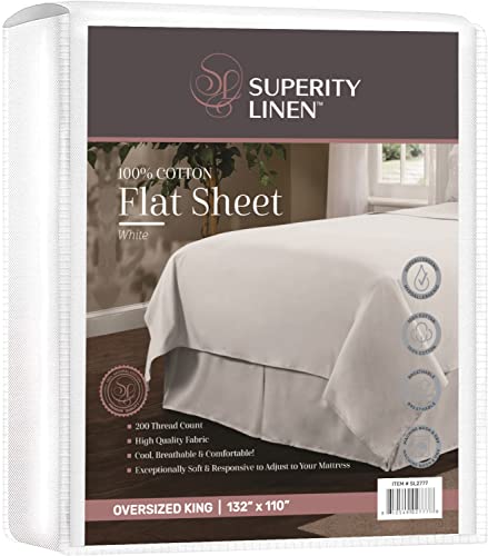 Soft and Durable Oversized King Flat Sheet - 100% Cotton