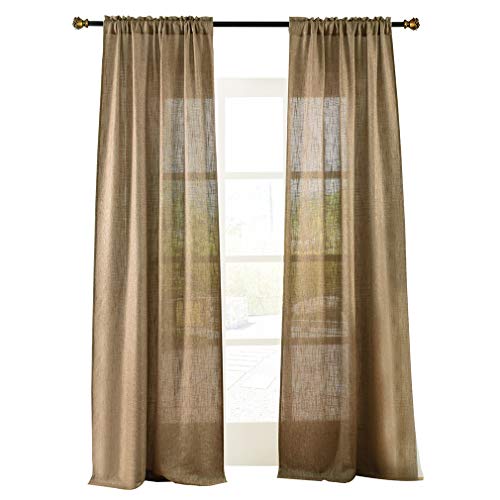 Soft Burlap Rod Pocket Window Curtain Panels