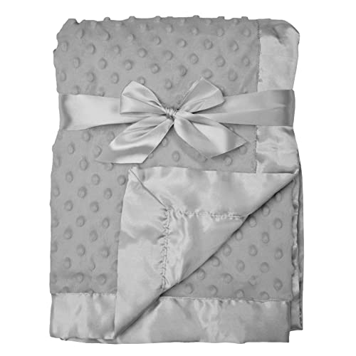 Soft Chenille Minky Dot Receiving Blanket with Satin Backing
