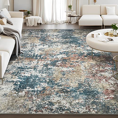 Soft Fluffy Rug: 8x10 Indoor Abstract Carpet - Multi