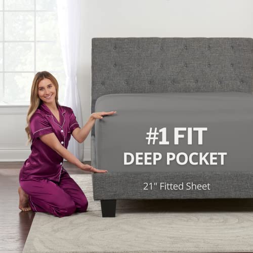Empyrean Bedding Empyrean Extra Deep Pocket Twin Fitted Sheet - Black Fitted Sheet Twin size, Soft Fitted Twin Sheet Only for 18 to 24 inch MATTR