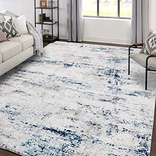 Soft Indoor Carpet Modern Abstract Rug - 5x7 Gray Blue