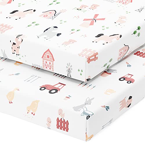 Soft Jersey Cotton Pack and Play Sheets - Farm Animals
