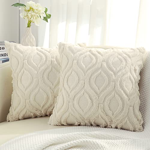 Soft Plush Faux Wool Couch Pillow Covers for Home