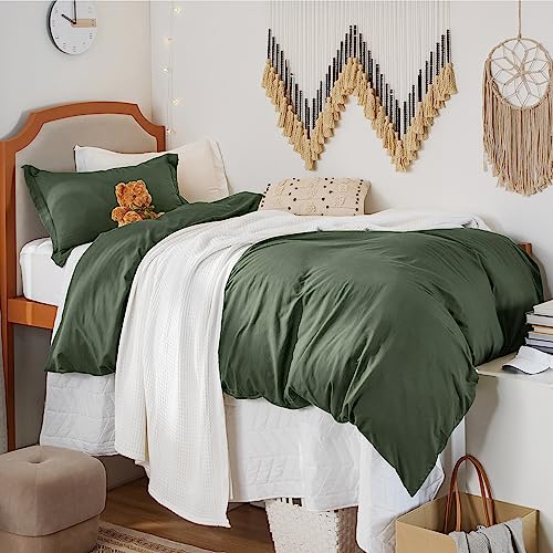 Soft Prewashed Olive Green Twin/Twin Extra Long Duvet Cover Set