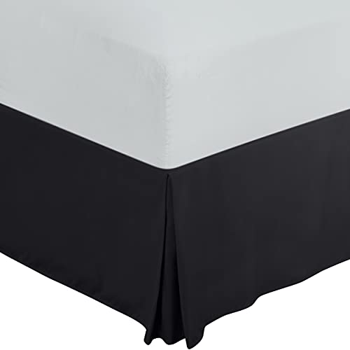 Twin Bed Skirt - Quadruple Pleated Ruffle - 15 Inch Drop - Hotel Quality - Black