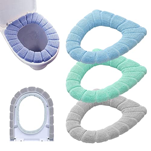 Soft Thicker Toilet Seat Cover Pads, 3PCS (Blue, Pink, Grey)