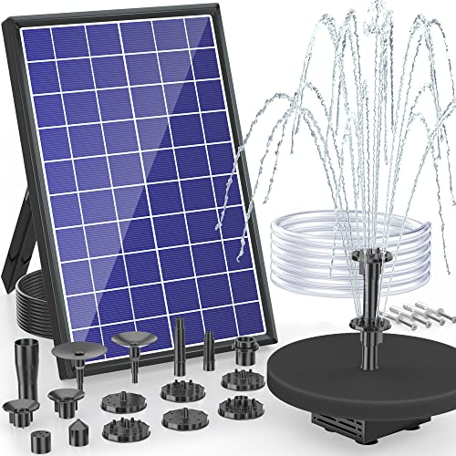 Solar Fountain Pump with Battery, 10 Nozzles & PVC Tubing