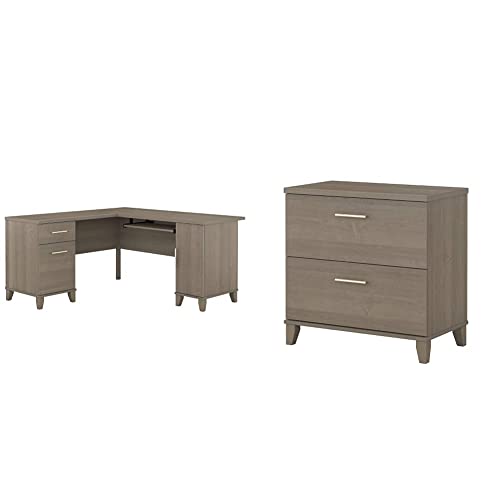 Somerset L Shaped Desk with Storage and 2 Drawer Lateral File Cabinet