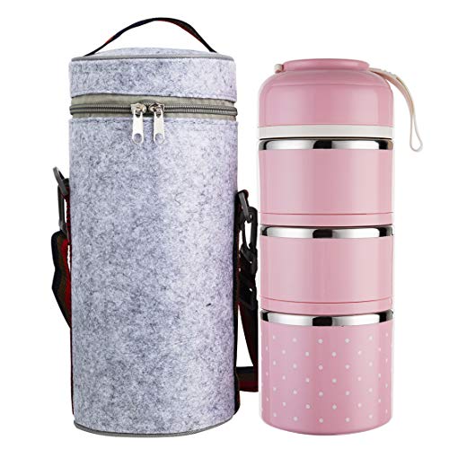 SOMOYA Stainless Steel Insulated 3-Layer Lunch Box