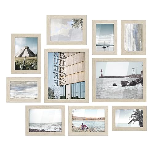 SONGMICS Collage Picture Frames with Natural Glass Front