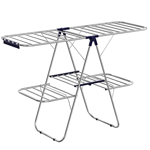 SONGMICS Foldable 2-Level Clothes Drying Rack