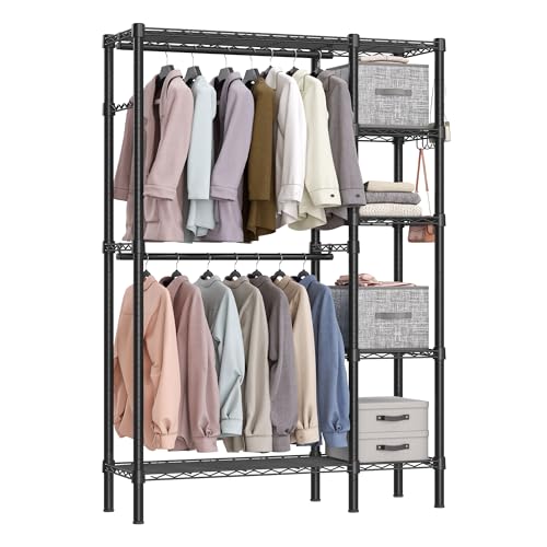 SONGMICS Heavy Duty Clothes Rack with Storage Boxes