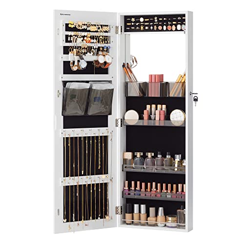 SONGMICS White Jewelry Cabinet with Full-Length Mirror