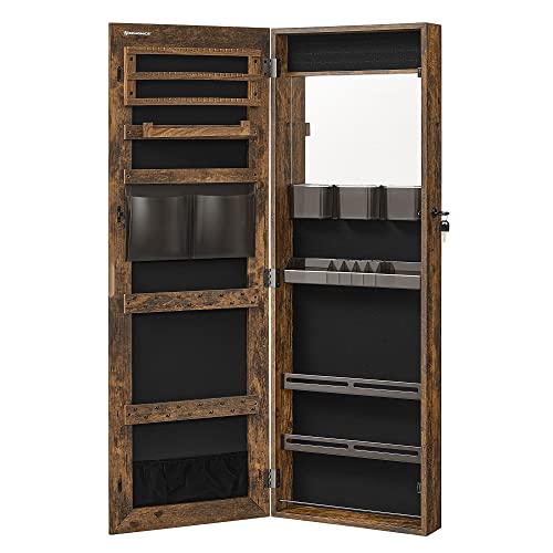 SONGMICS Rustic Brown Jewelry Cabinet Armoire