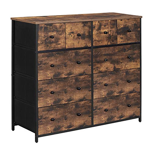 SONGMICS 10-Drawer Wide Storage Dresser in Brown/Black