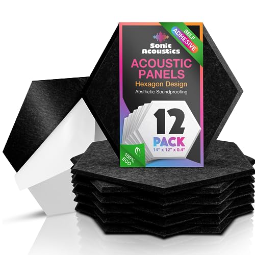 Sonic Acoustics Self-Adhesive 12 Pack Hexagon Acoustic Panels
