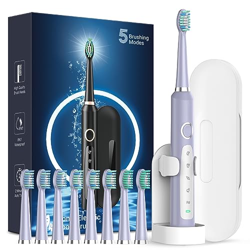 Rtauys Sonic Electric Toothbrush with 8 Heads & Travel Case