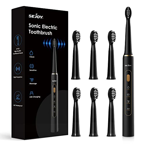 Sejoy Sonic Electric Toothbrush: Rechargeable, 3 Modes, 7 Brush Heads