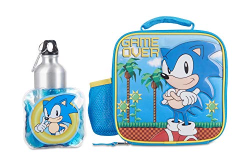 Sonic Lunch Box Set for Kids - Insulated Bag, Water Bottle, Ice Pack