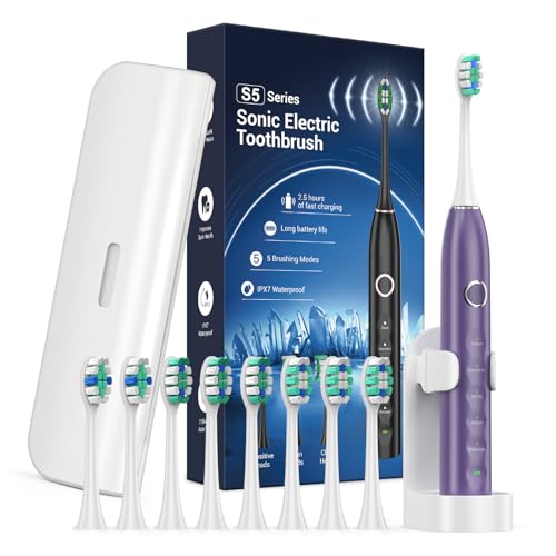 Sonic Toothbrush Rechargeable with 8 Brush Heads
