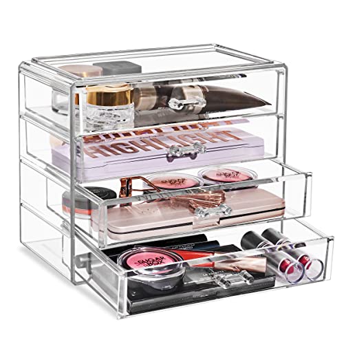 2 Pack Stackable Makeup Organizer Storage Drawers, Vtopmart Acrylic Ba